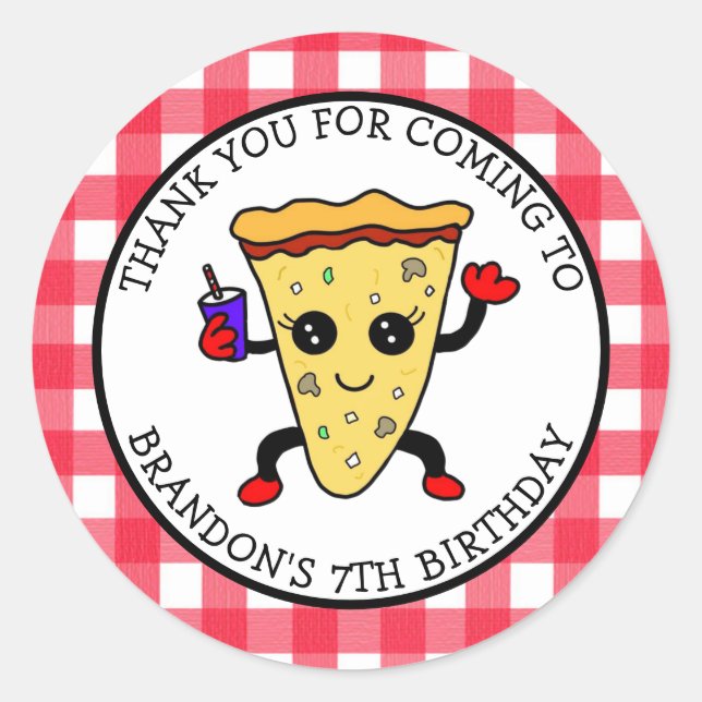 Sticker Rond Pizza d'anniversaire personnalisée (Devant)