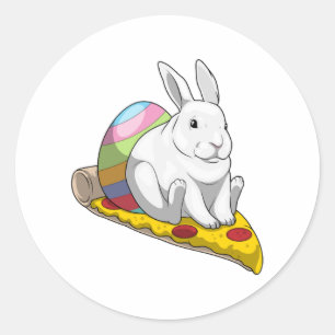 Sticker Rond Pizza d'oeuf de Pâques Bunny