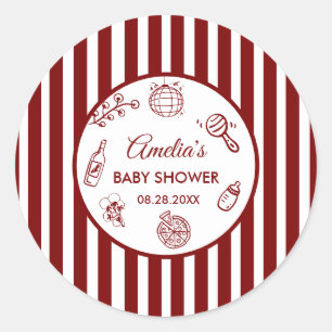 Sticker Rond Pizza doodle livraison spéciale Baby Shower