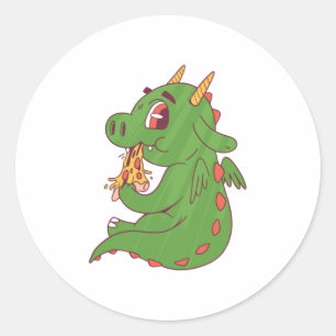 Sticker Rond Pizza Dragon Bébé