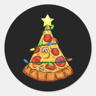 Sticker Rond Pizza Noël Arbre Lumières Amusants Garçons Enfants