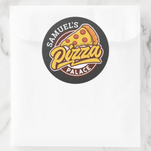 Sticker Rond Pizza Palace Personnalisé Anniversaire Fête, N'Imp