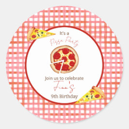 Sticker Rond Pizza Party Any Age Birthday