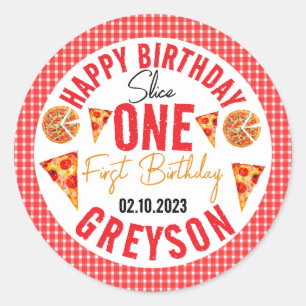 Sticker Rond Pizza pour bébés tranche moderne 1er anniversaire