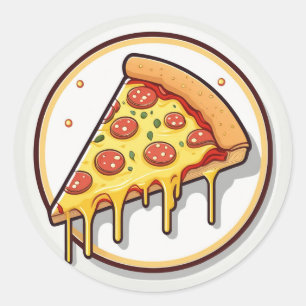 Sticker Rond Pizza Slice au fromage fondu
