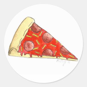 Sticker Rond Pizza Slice Pepperoni Fromage Pizzeria Cuisine ita