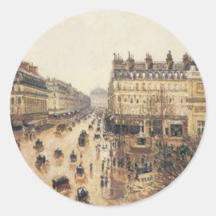Sticker Rond Place du Théâtre Français, Paris Rain de Pissarro