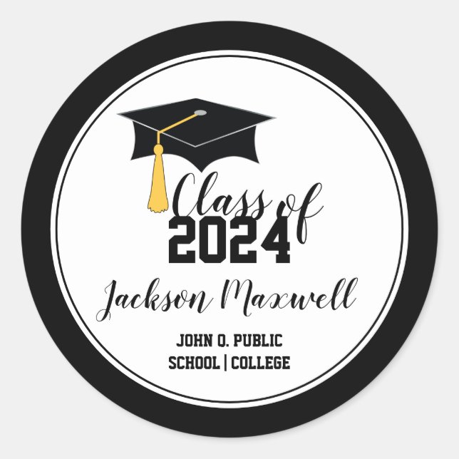Sticker Rond Plafond de diplôme avec classe Tassel de 2023 (Devant)