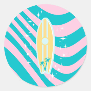 Sticker Rond Plage Art, Vibes Tropicales