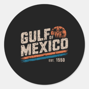 Sticker Rond Plage De Coucher De Soleil Retro 90s Gulf Of Usa A