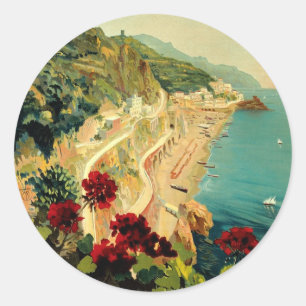 Sticker Rond Plage de la côte italienne d'Amalfi
