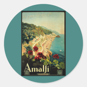 Sticker Rond Plage de la côte italienne d'Amalfi