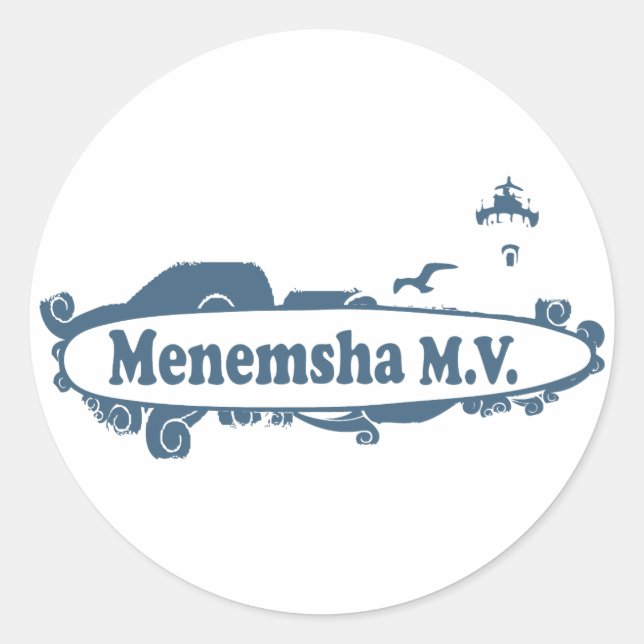 Sticker Rond Plage de Menemsha - Design Surf. (Devant)