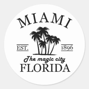 Sticker Rond Plage de Miami City en Floride