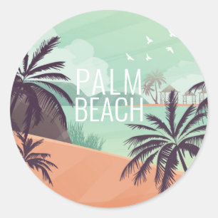 Sticker Rond Plage de Palm avec des couleurs douces