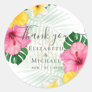 Sticker Rond Plage de Paradise Tropical Mariage Florales vibran