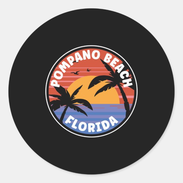 Sticker Rond Plage de Pompano - Floride Sunrise (Devant)