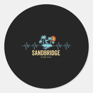 Sticker Rond Plage de Sandbridge Virginie Battement de coeur 80