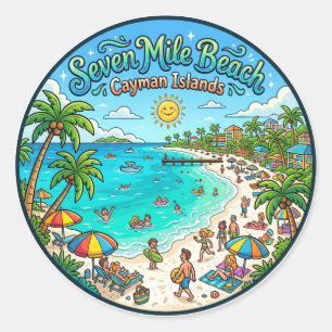 Sticker Rond Plage de Sept Milles Îles Caïmans