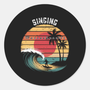Sticker Rond Plage de Singing Beach Machusetts Surf 