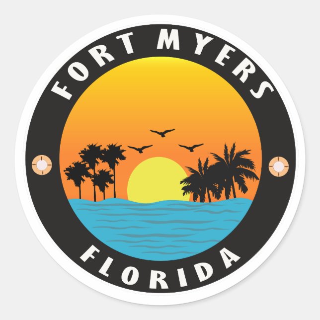 Sticker Rond Plage des myers de Floride-fort (Devant)