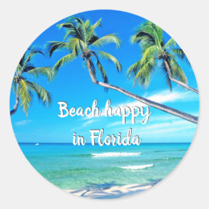 Sticker Rond Plage heureux en Floride aimant
