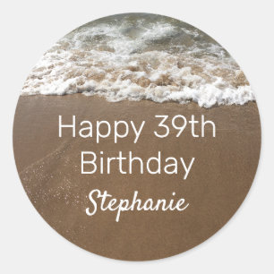 Sticker Rond Plage Nautique 39e anniversaire heureux