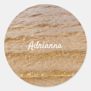Sticker Rond Plage nautique Ocean Water Waves Nom Cadeau