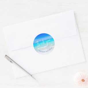 Sticker Rond Plage Ocean Blue Sand Merci moderne
