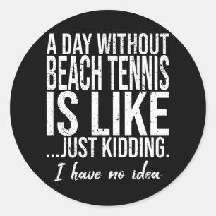 Sticker Rond Plage Tennis drôle de sport