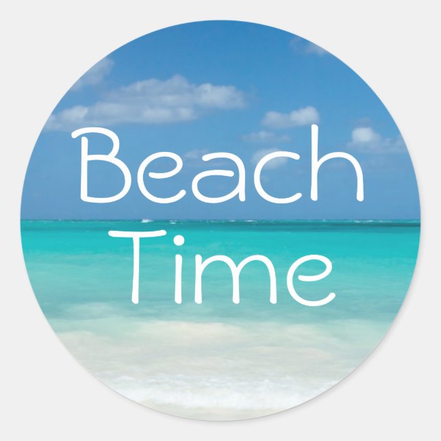 Sticker Rond Plage tropicale amusante Vacances (Devant)