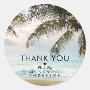 Sticker Rond Plage Tropicale Océan Palmiers & Lumières Mariage