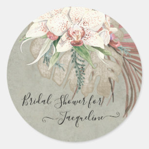 Sticker Rond Plage tropicale Plage d'orchidée blanche Sage Flor