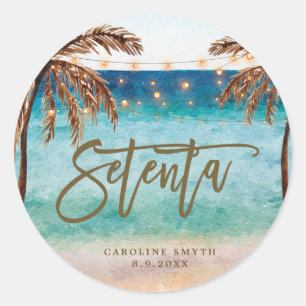 Sticker Rond plage tropicale setenta 70e anniversaire autocolla