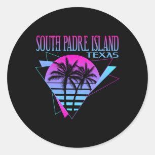 Sticker Rond Plage Vaporwave Vacances South Padre Island