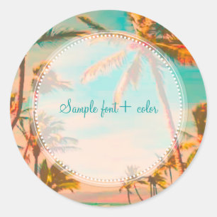 Sticker Rond Plage vintage de PixDezine
