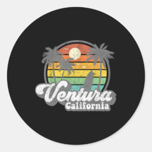 Sticker Rond Plage vintage de Ventura Californie Ca Surf rétro
