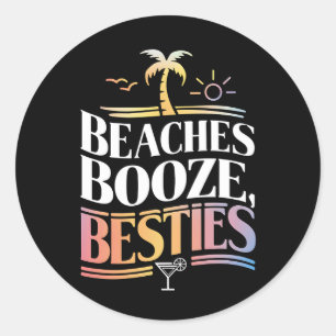 Sticker Rond Plages Alcool & Meilleures Amies Arbre de Coco Été