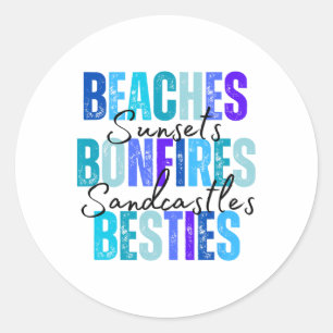 Sticker Rond Plages Bonfires Besties