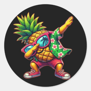 Sticker Rond Plages de Lunettes de soleil à ananas