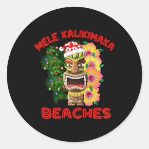 Sticker Rond Plages de Mele Kalikimaka Joyeux Noël hawaïen 1