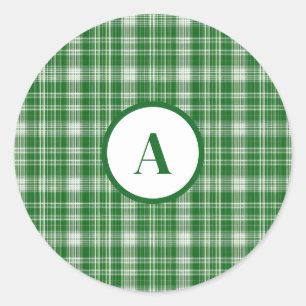 Sticker Rond Plaid blanc et vert moderne
