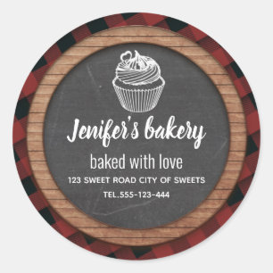 Sticker Rond Plaid Chalkboard cupcakes et friandises maison
