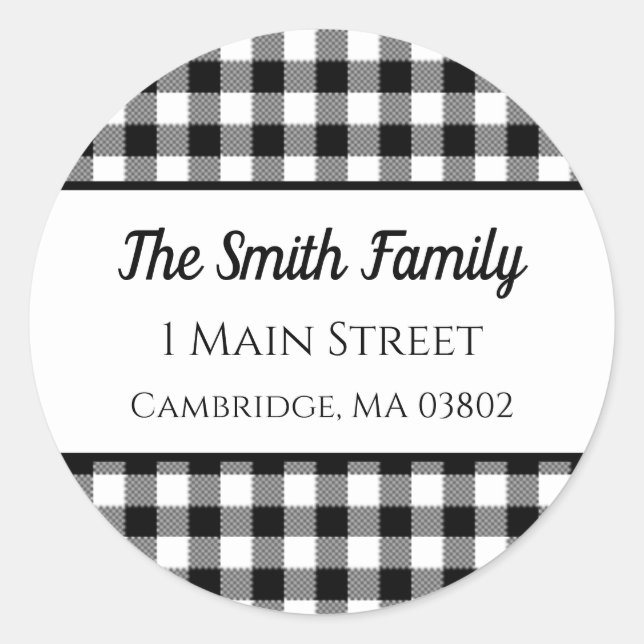 Sticker Rond Plaid de buffle noir et blanc (Devant)