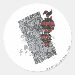 Sticker Rond Plaid de punk de PEBBLES™
