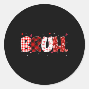 Sticker Rond Plaid Heart Bruh Valentines Jour Hommes Garçons En