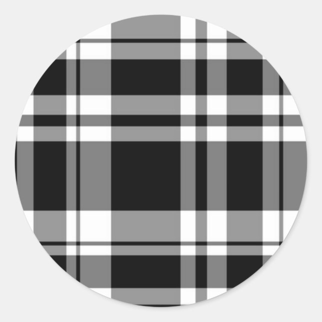 Sticker Rond Plaid noir et blanc (Devant)