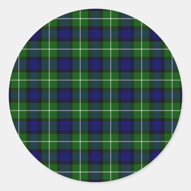 Sticker Rond Plaid vert bleu Lamont tartan (Devant)
