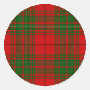 Sticker Rond Plaid vert rouge de Comyn tartan
