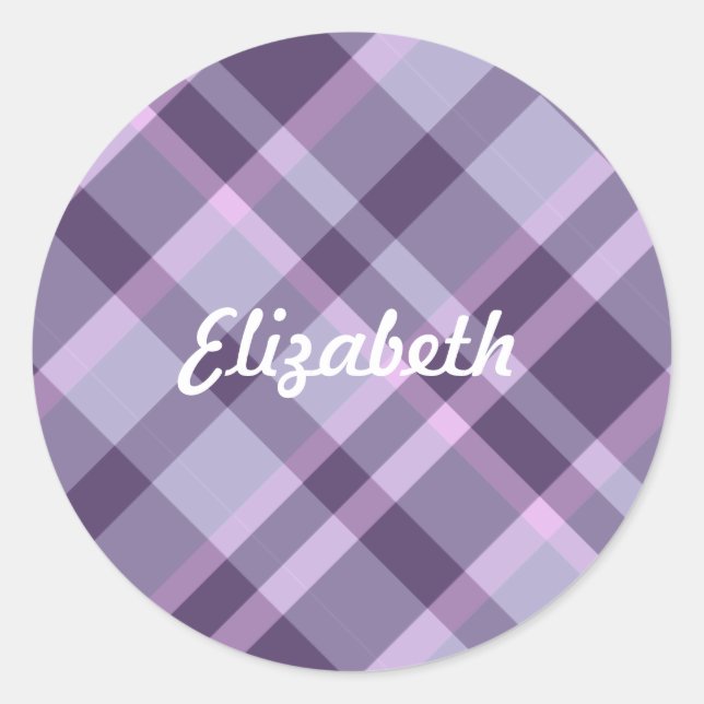 Sticker Rond Plaid violet (Devant)